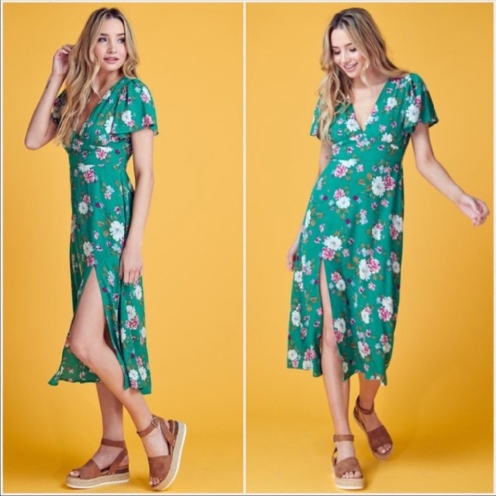 Spring green floral dress